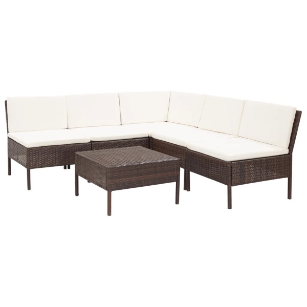 Set Mobilier De Grădină Cu Perne 6 Piese Maro Poliratan 48935